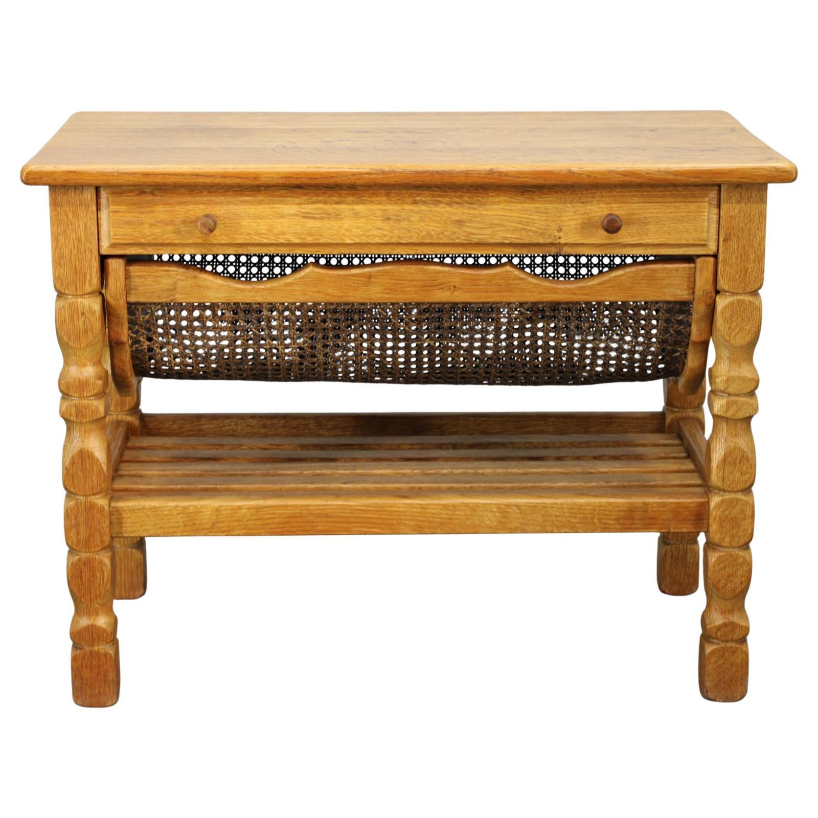 Danish Mid Century Oak Sewing Cabinet By Henning Kjaernulf