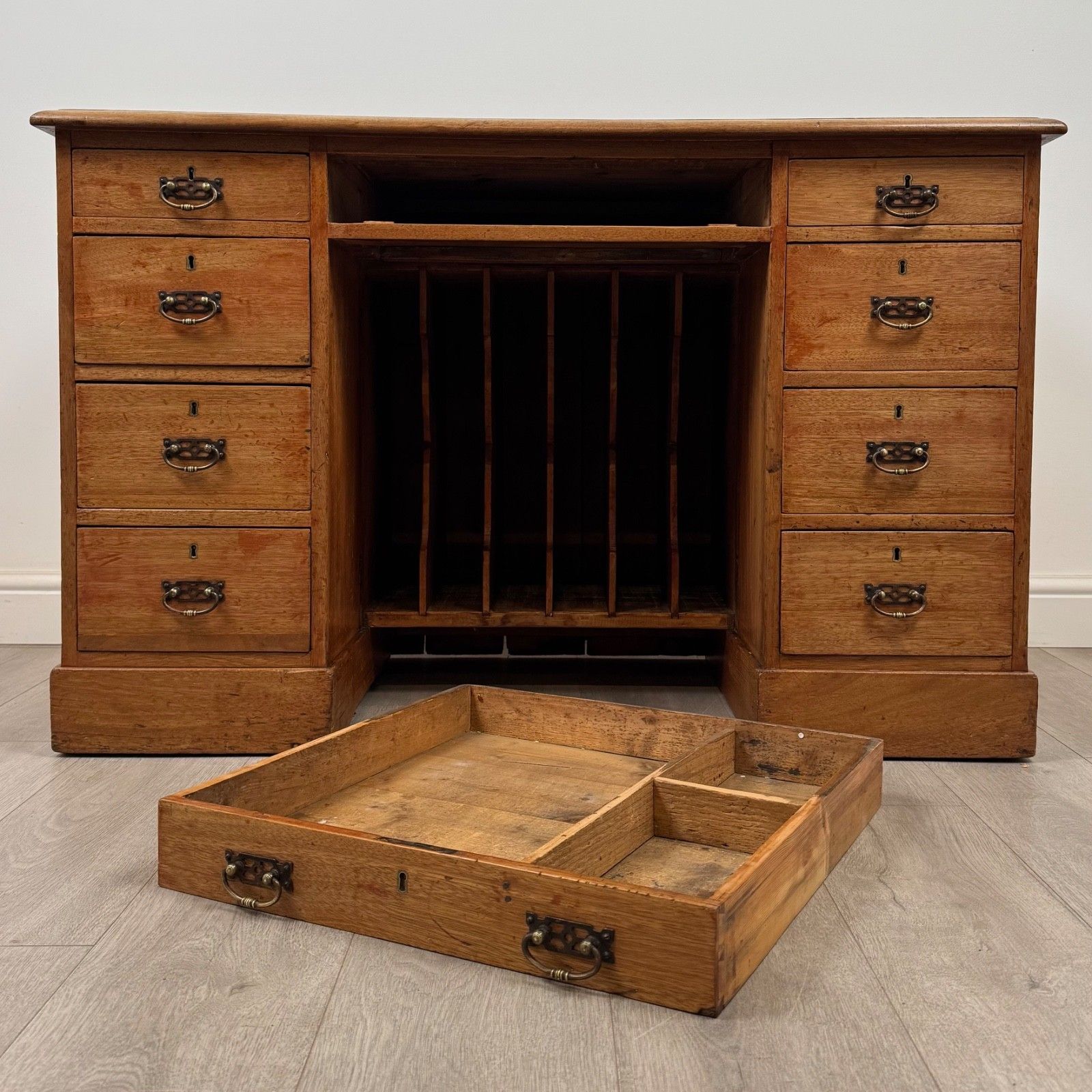 photo for sale Antique 19th Century Good Quality Kneehole Desk In Pine