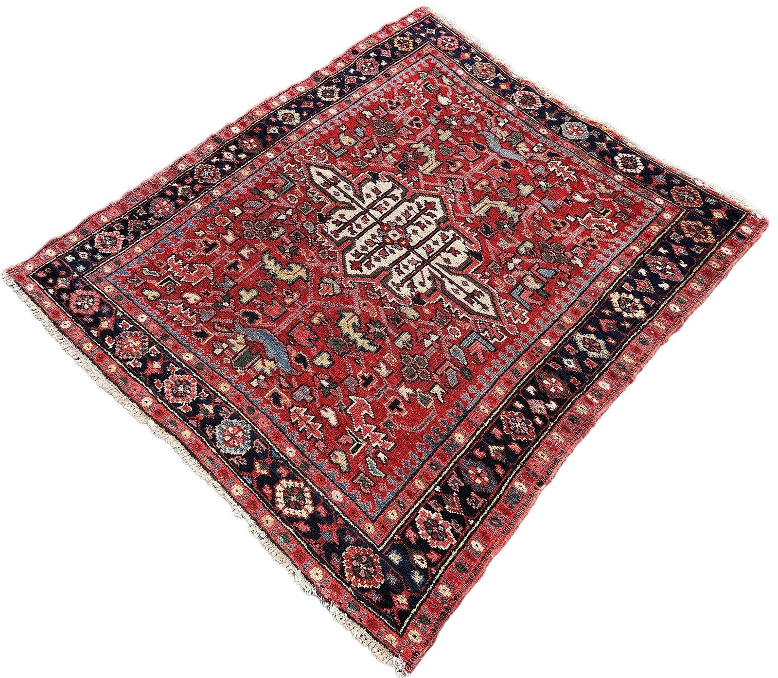 Antique Heriz Rug 1.28m X 1.15m photo for sale
