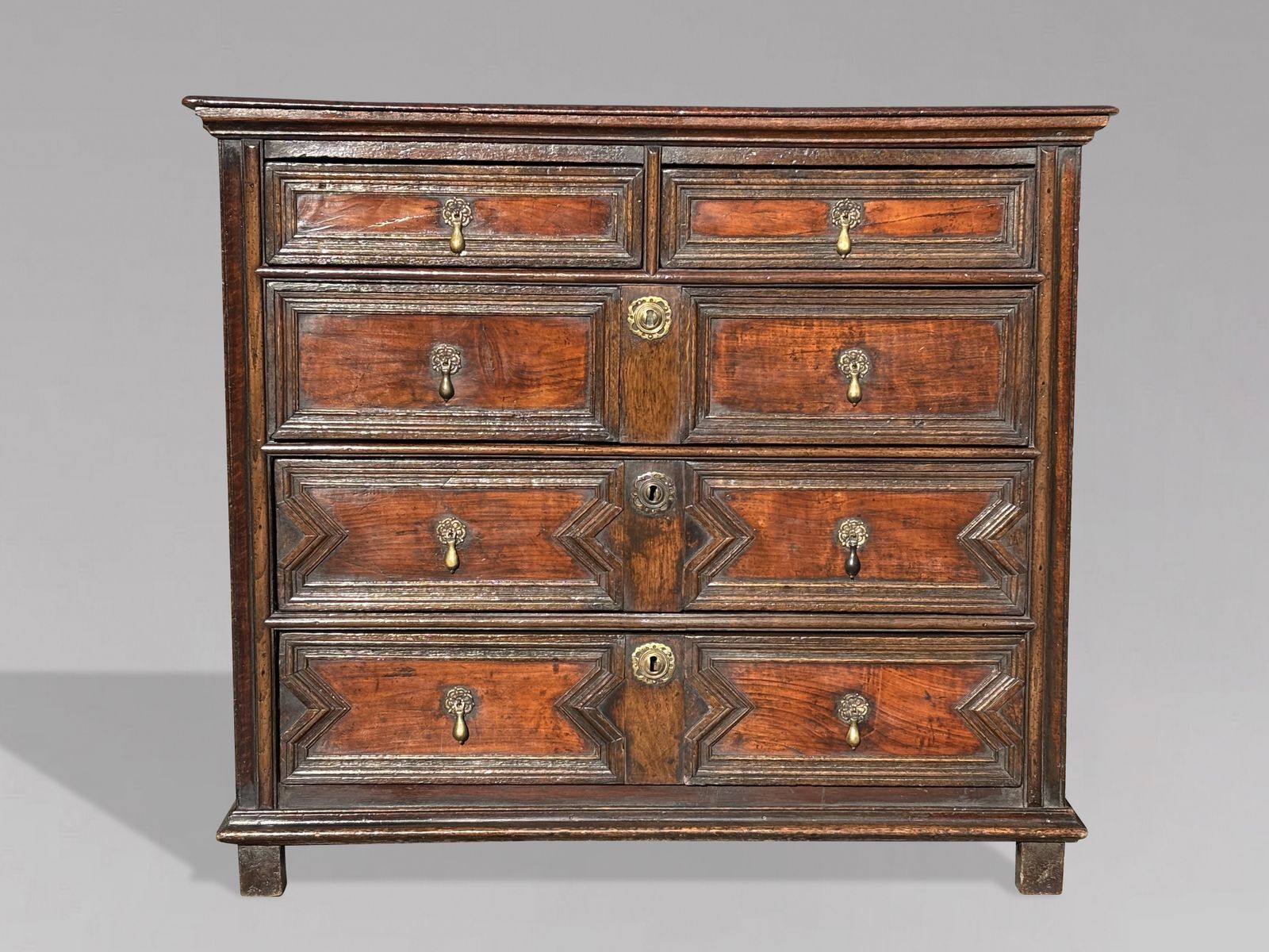17th Century Charles II Period Jacobean Oak Geometric Chest Of Drawers photo furniture