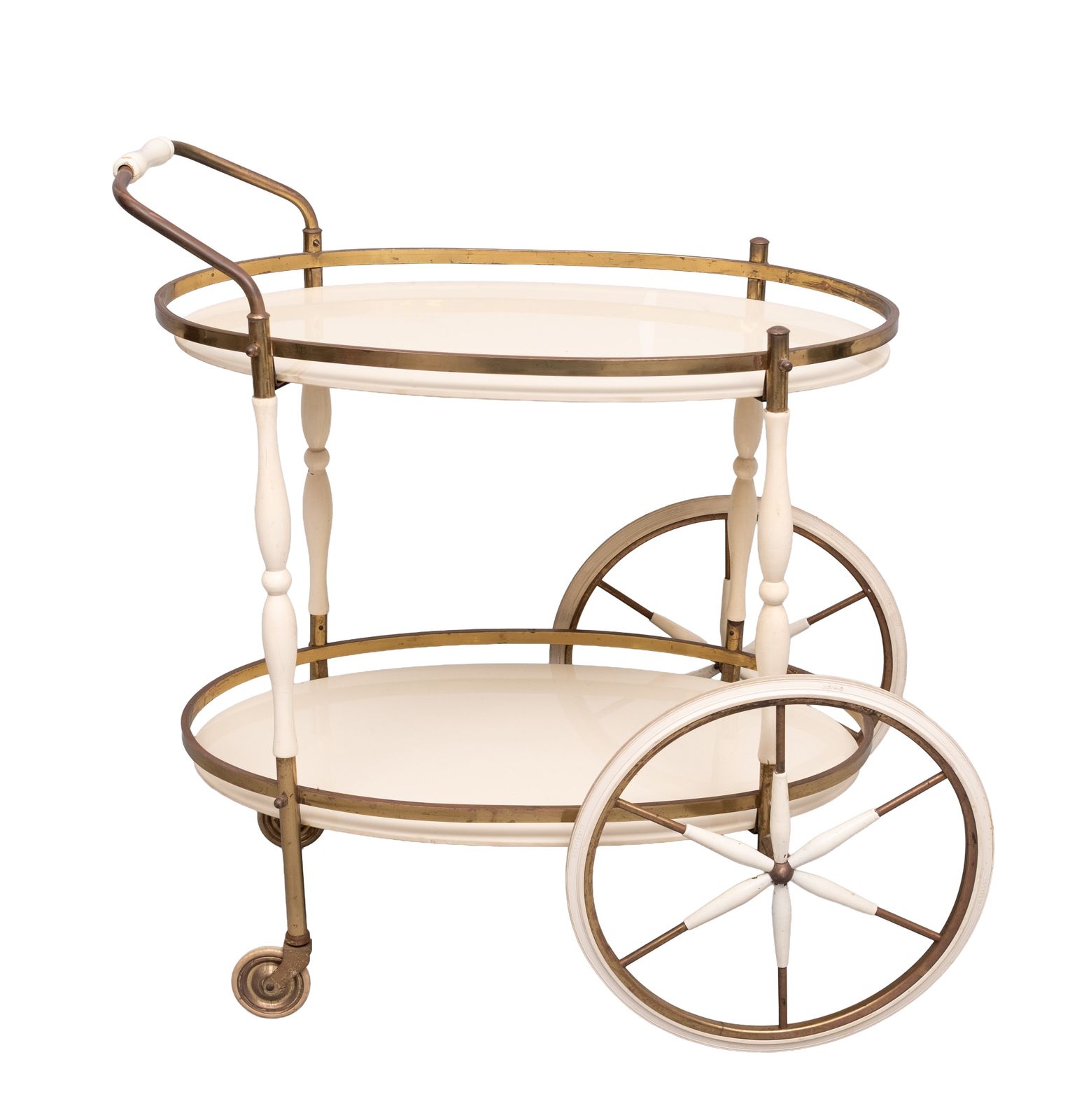 Oval Shaped Glass Tops Serving Trolley Italy 1950s photo for sale