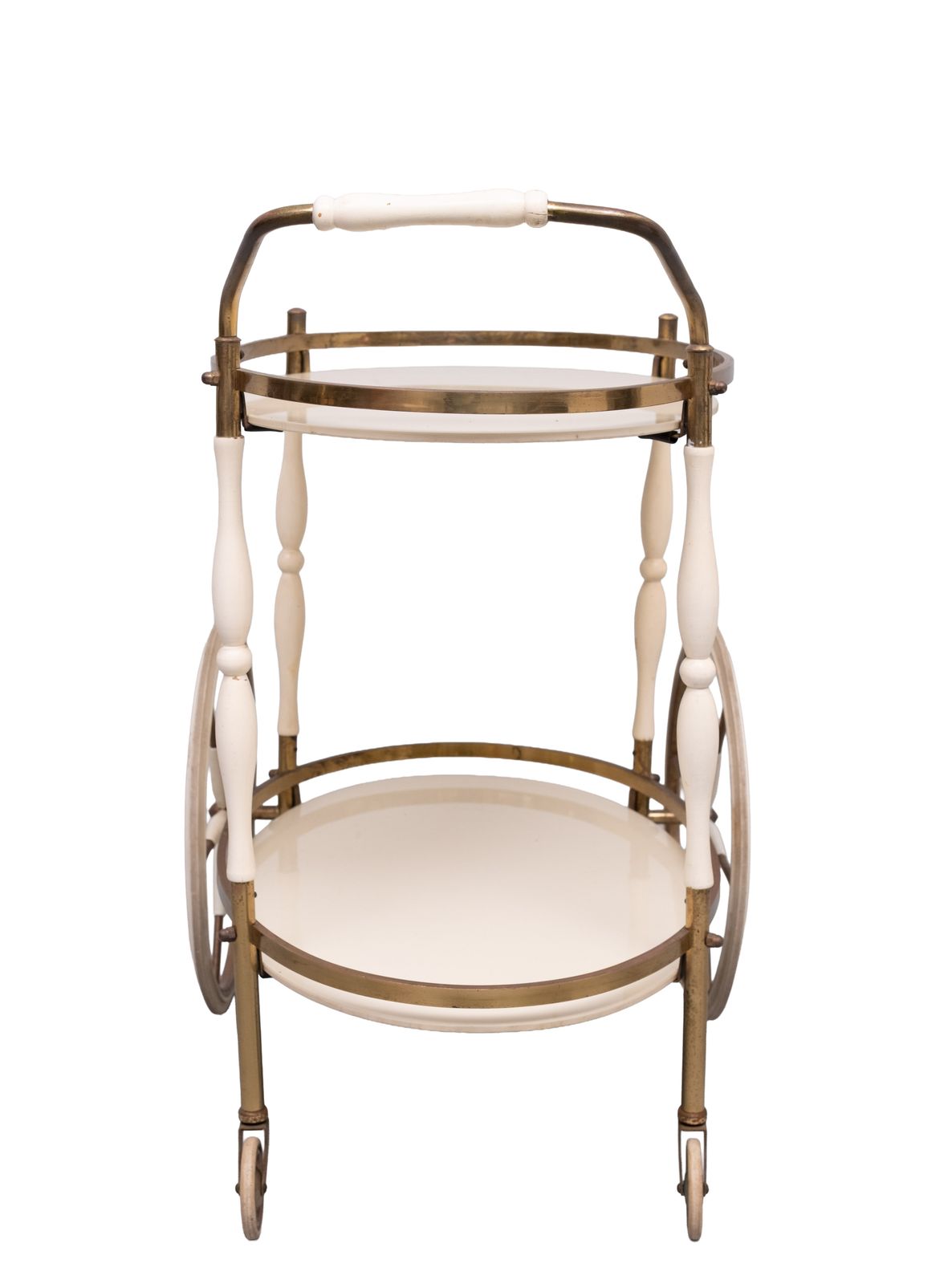 photo for sale Oval Shaped Glass Tops Serving Trolley Italy 1950s