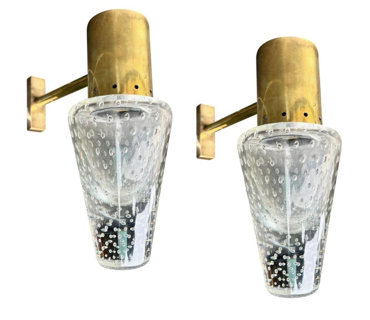 A Rare Pair Of 1950s Murano Glass And Brass Wall Lights By Gino Sarfatti And Archimede Seguso. photo Lighting