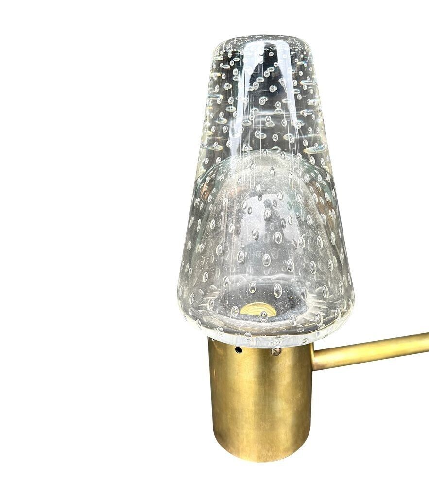 3450.0 A Rare Pair Of 1950s Murano Glass And Brass Wall Lights By Gino Sarfatti And Archimede Seguso. photo