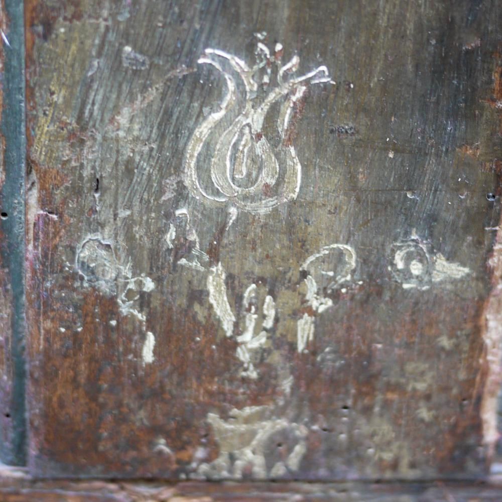 photo furniture 18th Century Blanket Chest Blue And Red Painted