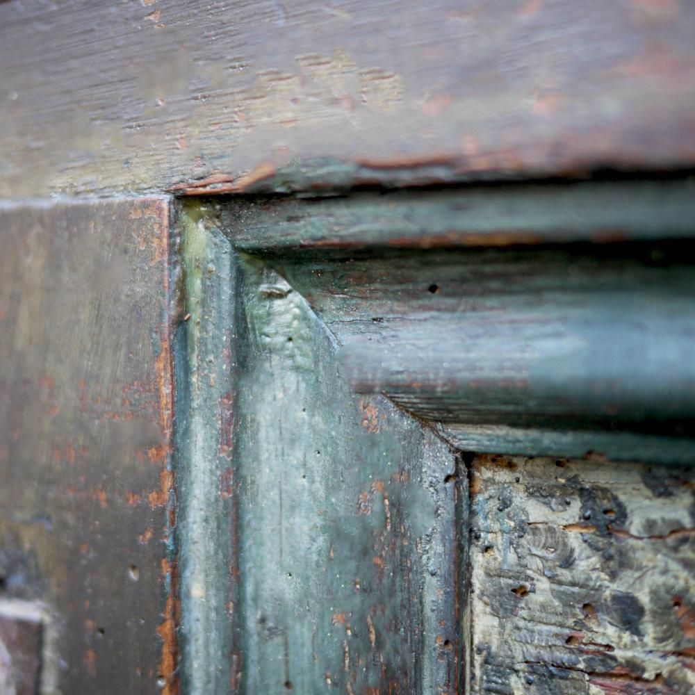 photo for sale 18th Century Blanket Chest Blue And Red Painted