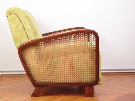 Cane Antique Art Deco Lounge Chair Or Club Armchair, 1930s photo for sale