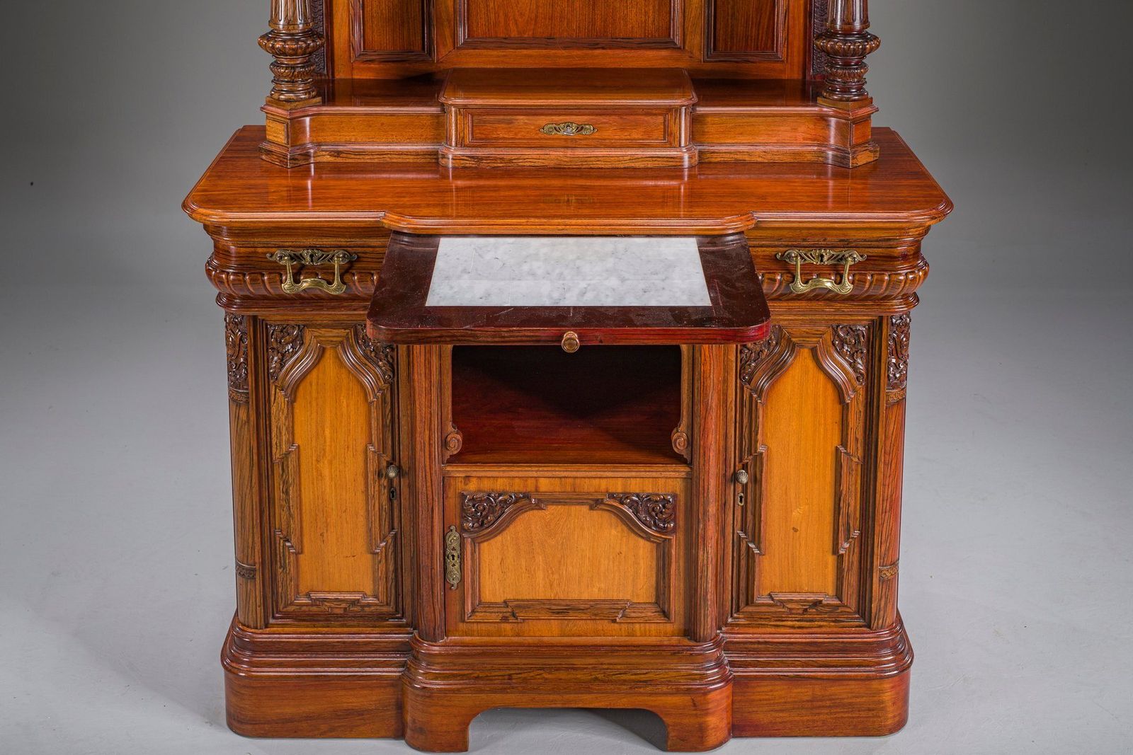 Neo Baroque German Buffet Cabinet In Walnut & Mahogany, 1890s photo buy