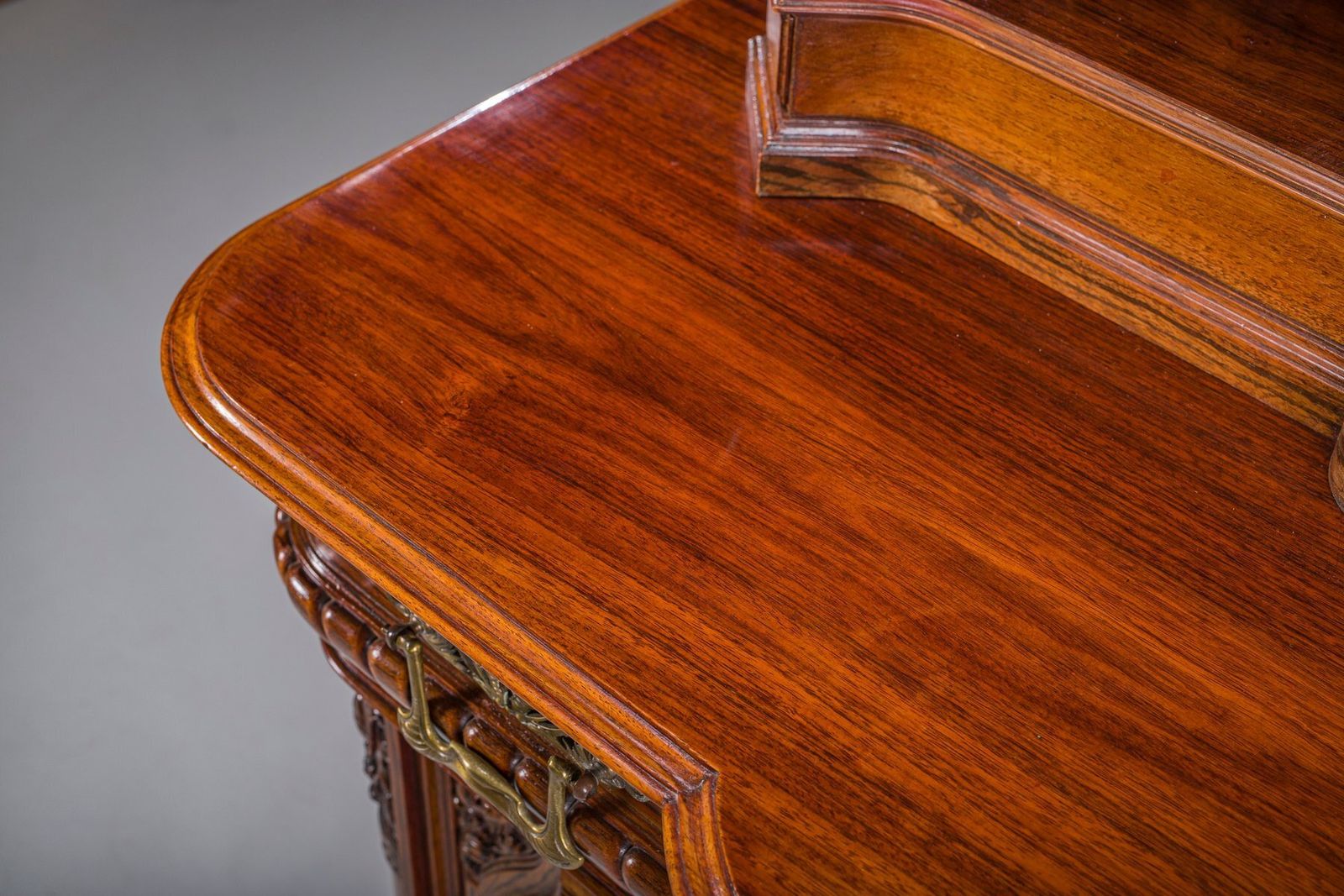 photo for sale Neo Baroque German Buffet Cabinet In Walnut & Mahogany, 1890s