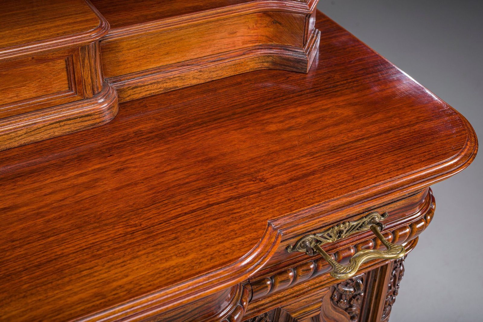 1906.0 Neo Baroque German Buffet Cabinet In Walnut & Mahogany, 1890s photo