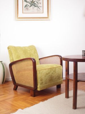Cane Antique Art Deco Lounge Chair Or Club Armchair, 1930s