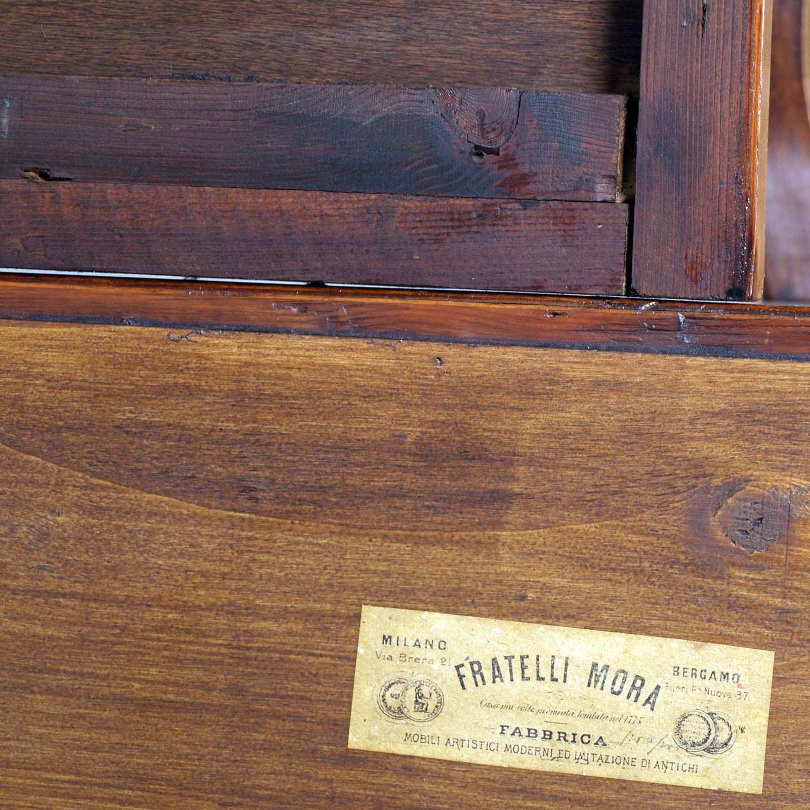 photo for sale 1920s Italian Art Deco Sideboard Display Cabinet, Walnut Veneer By Fratelli Mora