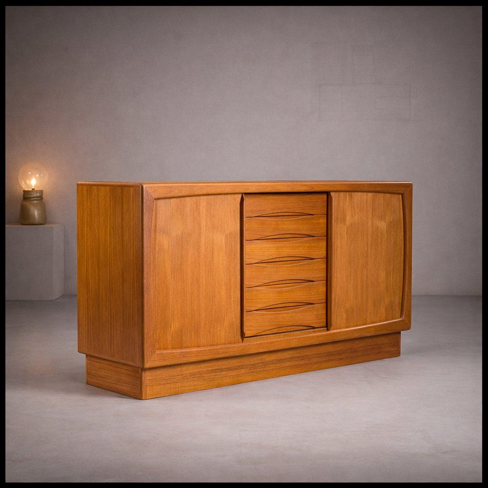 photo vintage Mid Century Danish Teak Sideboard From Dyrlund, 1980s