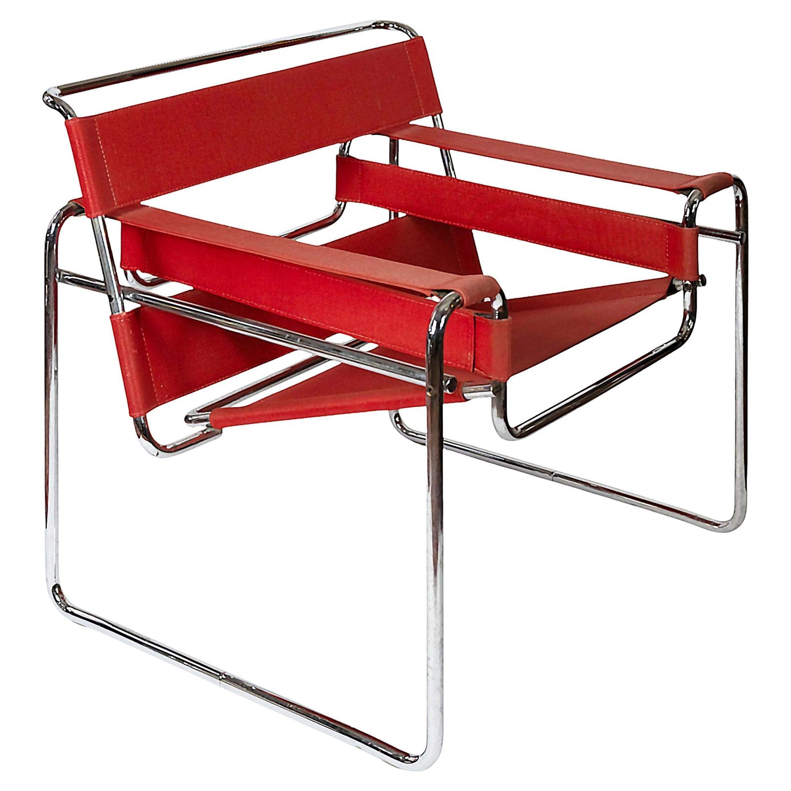 Marcel Breuer Red Canvas Wassily Lounge Chair By Knoll Studio