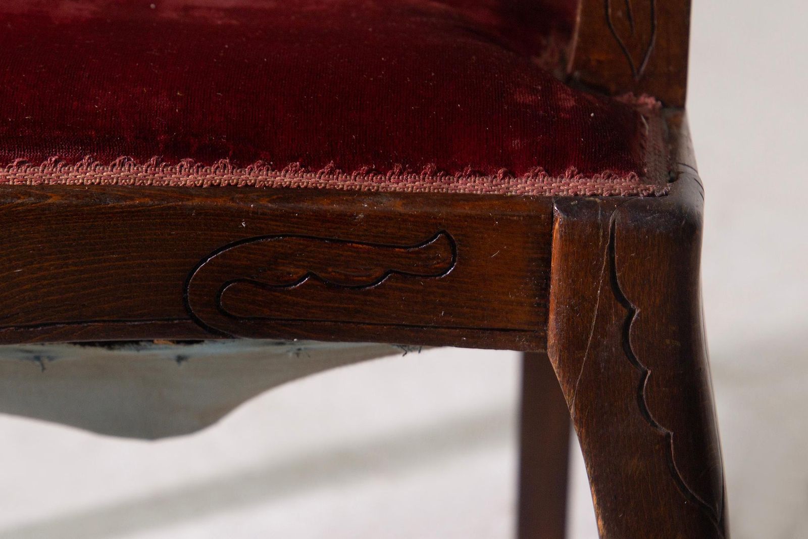 photo for sale Pair Of Red Italian Art Nouveau Armchairs In The Style Of Georges De Feure