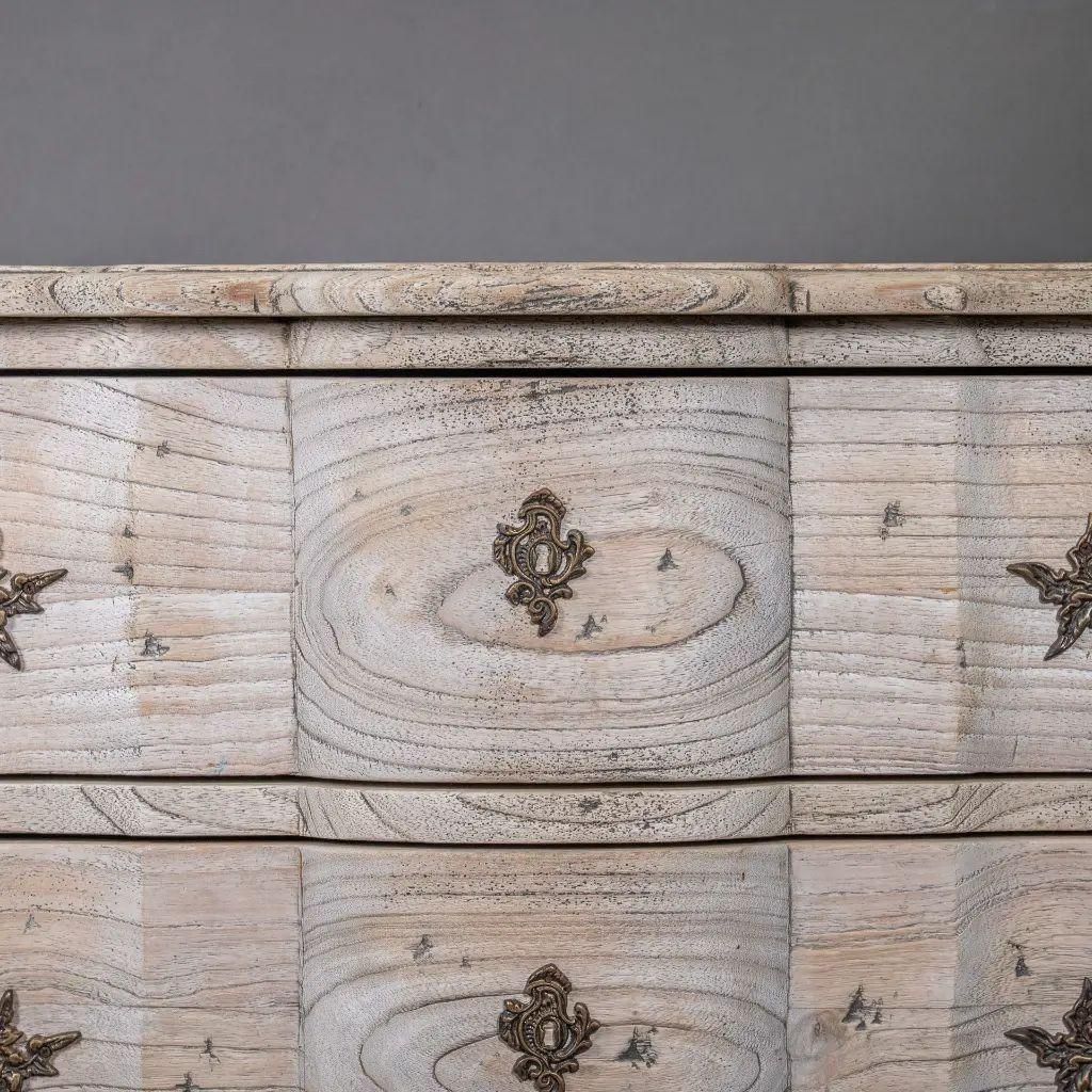 Crossbow Chest Of Drawers In Wood With Grey Patina And Chinese Style Bronzes photo buy