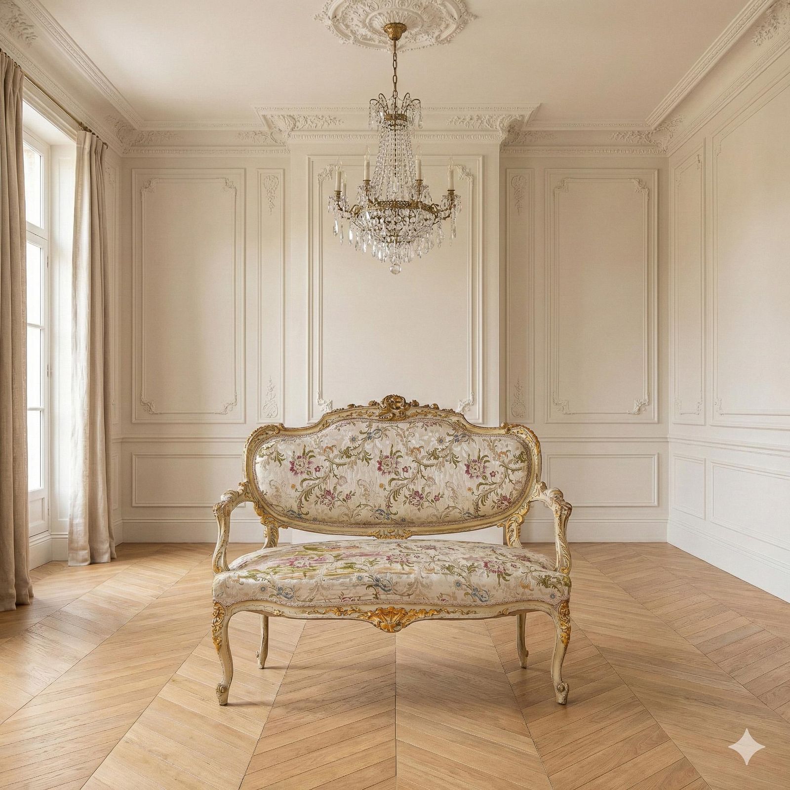 19th Century Italian Louis XV Style Giltwood Canapé photo vintage