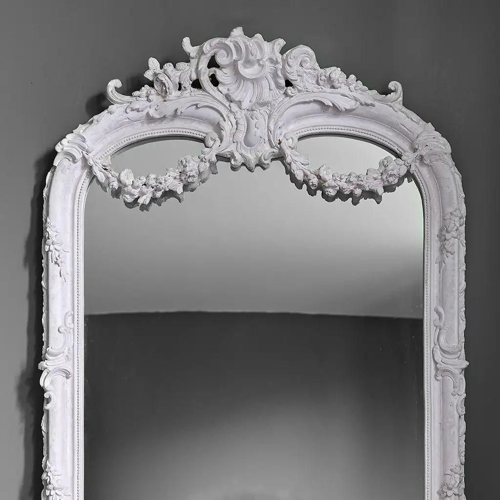 Gustavian Style Trumeau Mirror With Rocaille Pediment And Antique Patina photo Home Decor