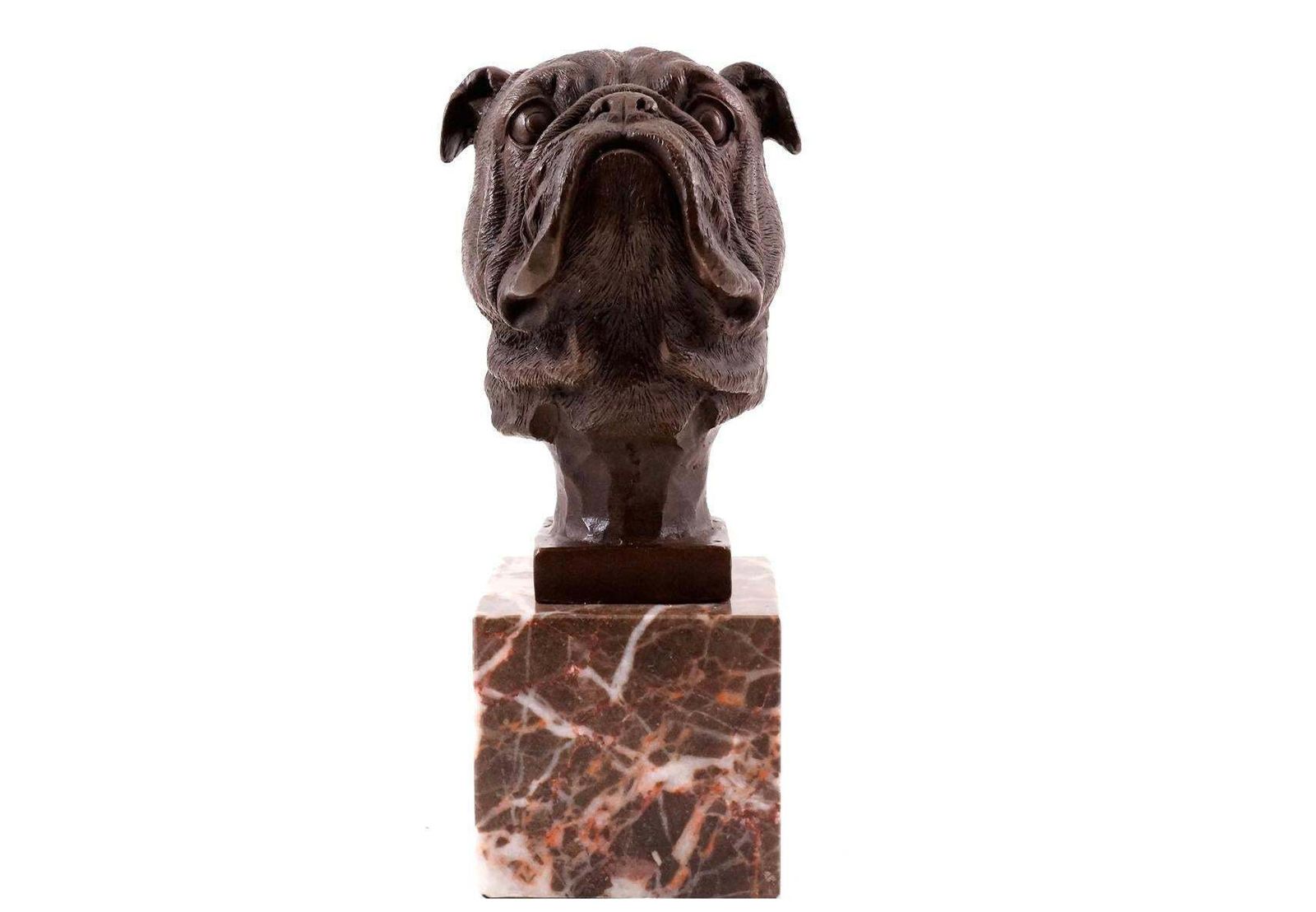 photo furniture French Bulldog Head Sculpture Inspired In Bronze Patinated, 20th Century