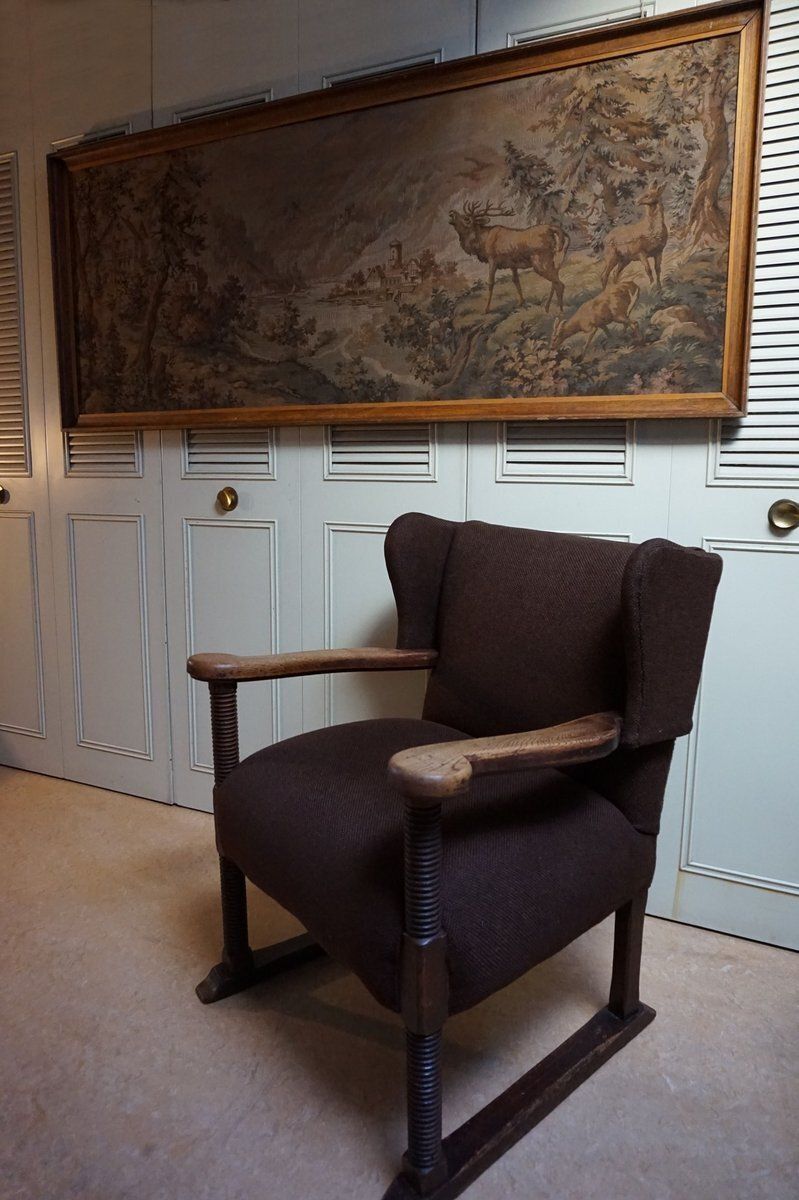 Mid Century Brutalist Wing Armchair In The Manner Of Charles Dudouyt, 1950s photo Furniture