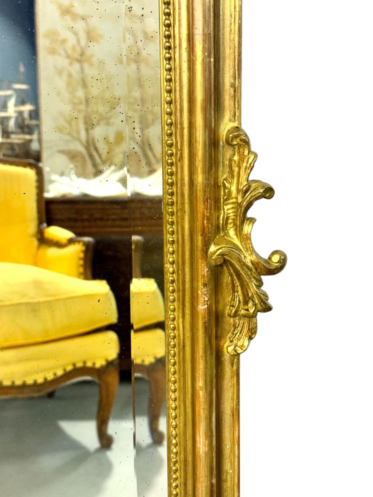 Large Antique Louis XV Gilt And Beveled Mirror, France 19th Century photo Home Decor
