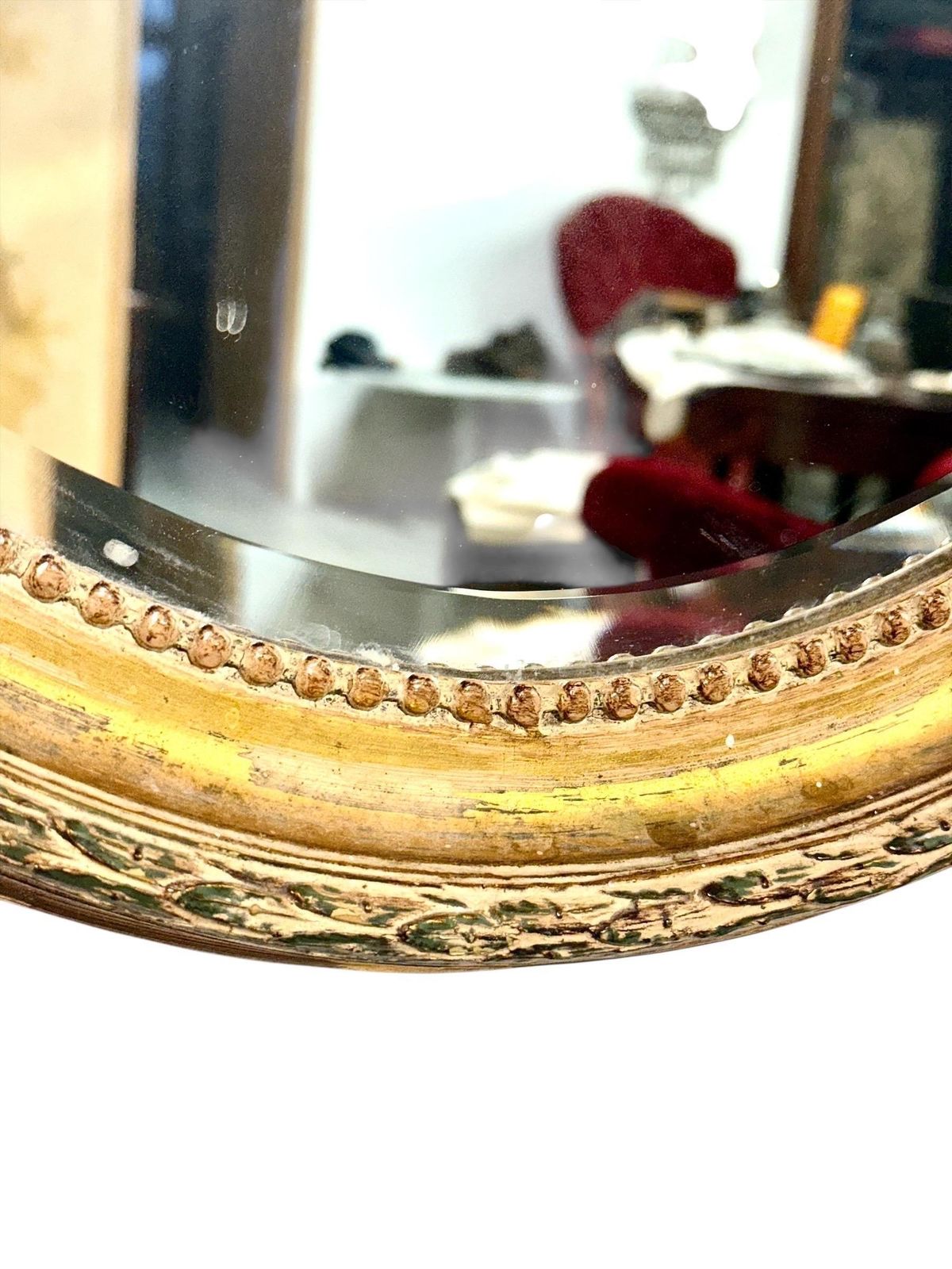 Large Oval Louis XVI Style Giltwood Mirror, Napoléon III, 19th Century photo vintage