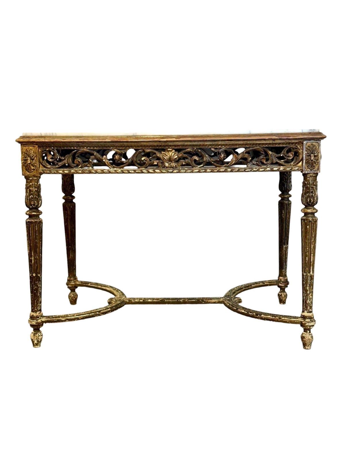 19th Century French Giltwood Center Table With Carved Apron And Marble Top photo 3185.0