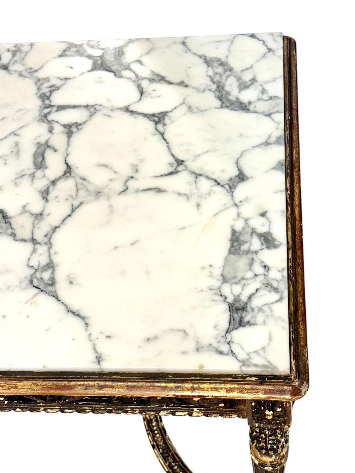 19th Century French Giltwood Center Table With Carved Apron And Marble Top photo vinterior