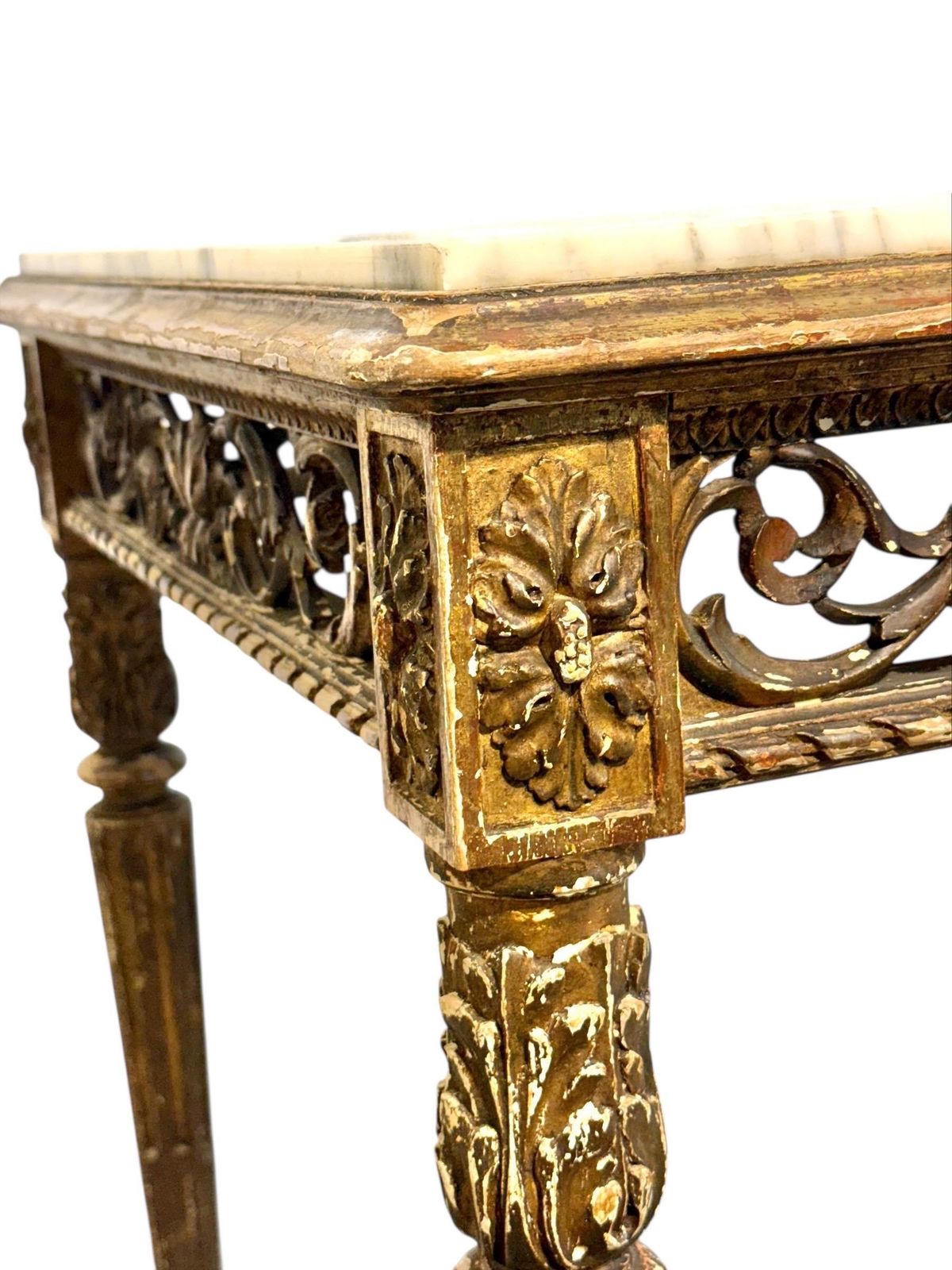 19th Century French Giltwood Center Table With Carved Apron And Marble Top photo buy