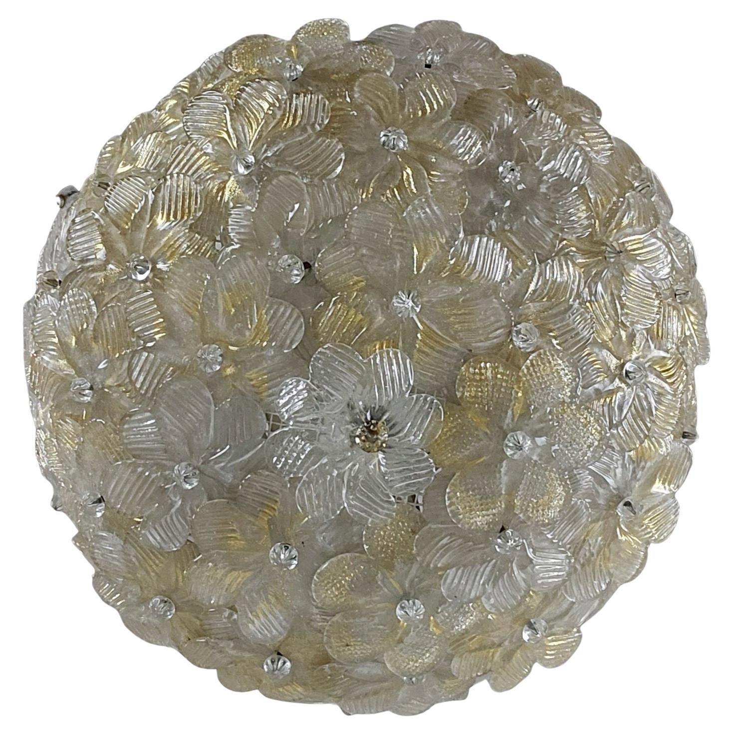 Murano Glass Flower Basket Chandelier By Barovier & Toso, Italy photo for sale