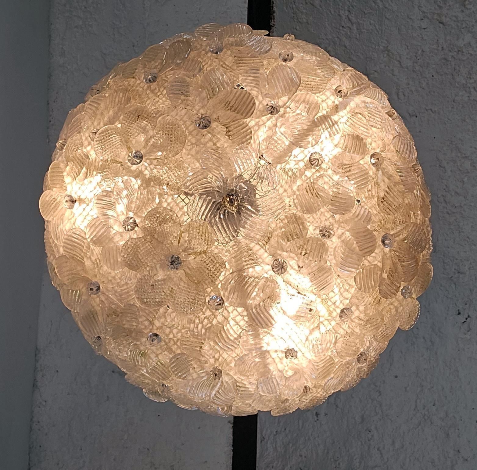 Murano Glass Flower Basket Chandelier By Barovier & Toso, Italy photo vintage