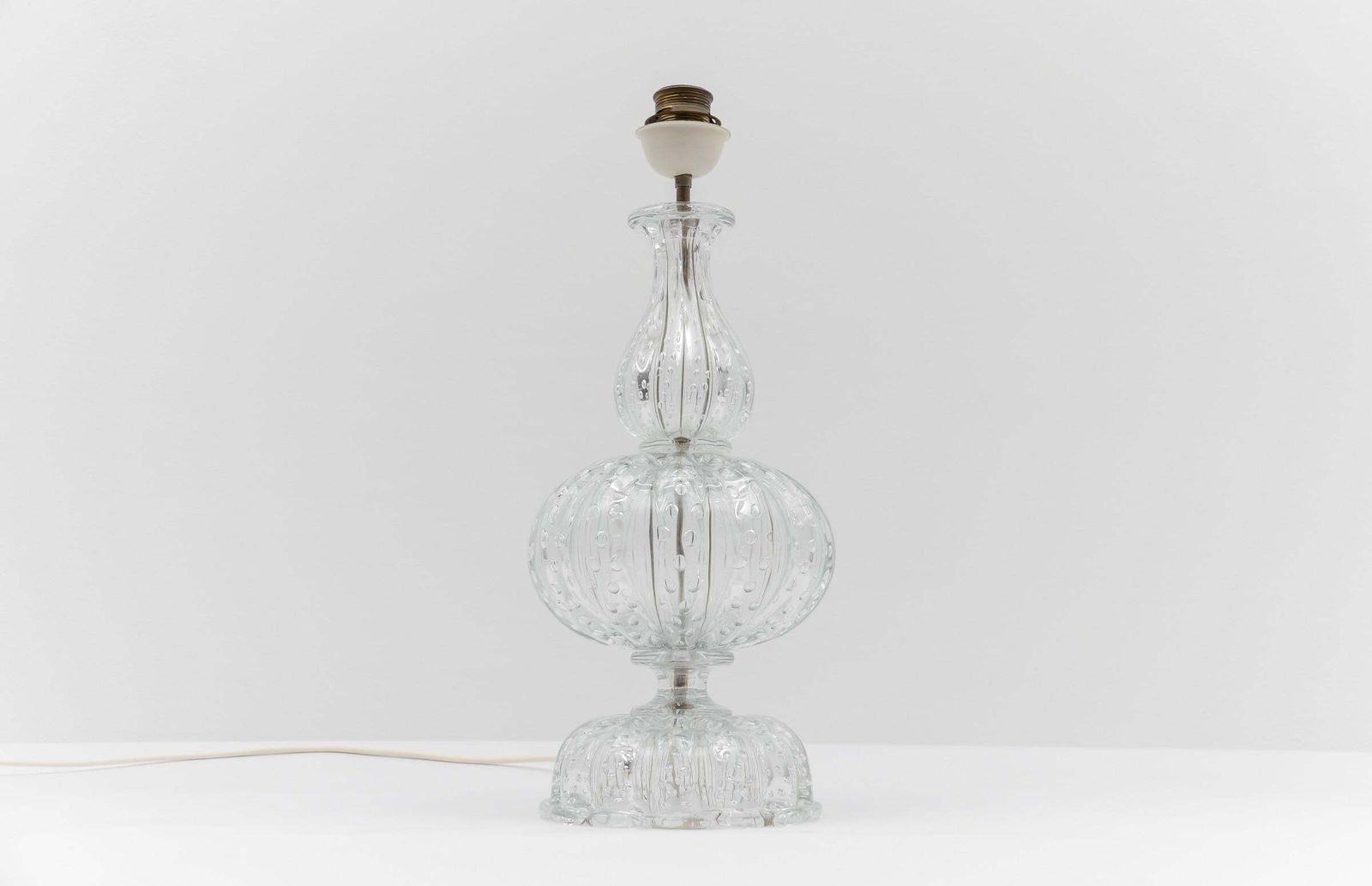 Murano Glass Table Lamp With Air Bubbles, Clear Glass, 1960s Italy photo furniture