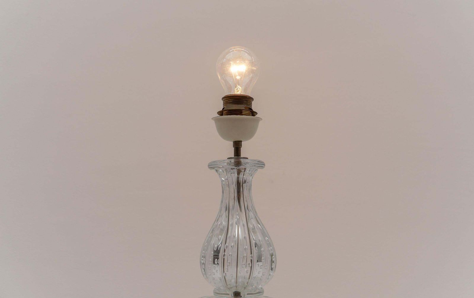 photo furniture Murano Glass Table Lamp With Air Bubbles, Clear Glass, 1960s Italy