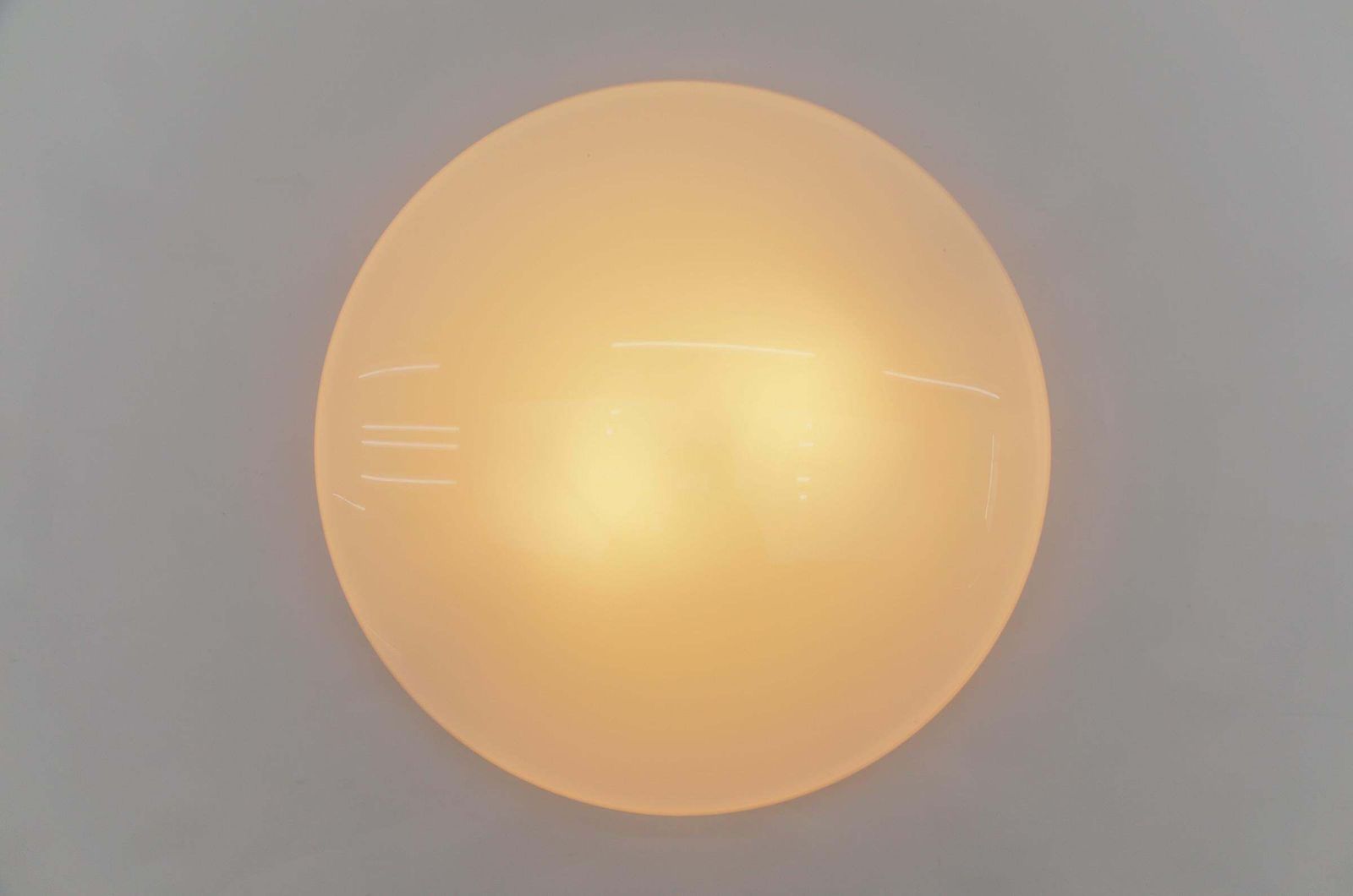 Large Opaline Glass Discus Ceiling Lamp By Limburg Bega, Mid Century Modern photo for sale