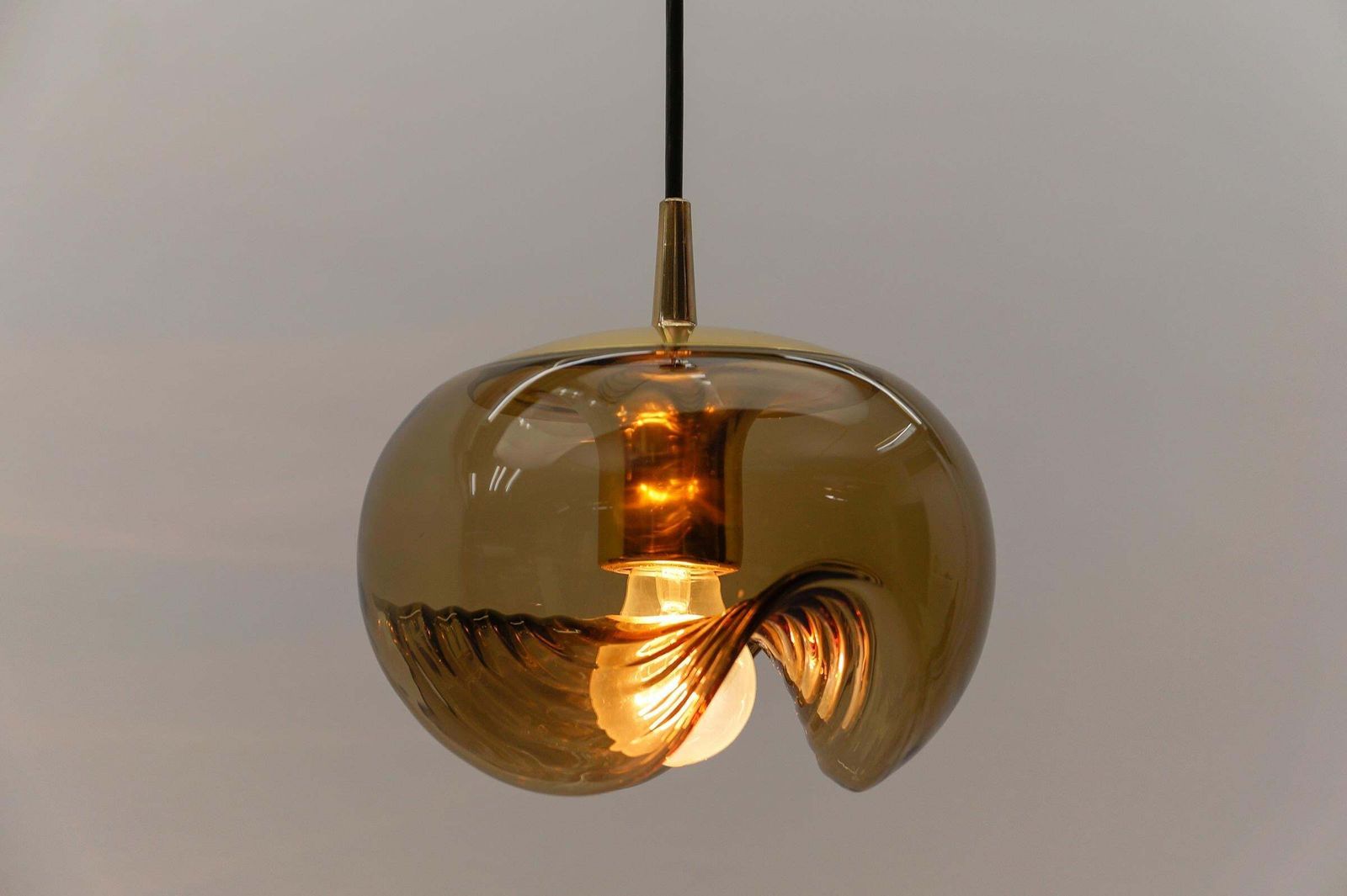 Smoked Glass Lamp "Wave" By Koch & Lowy For Peill & Putzler, 1960s photo buy