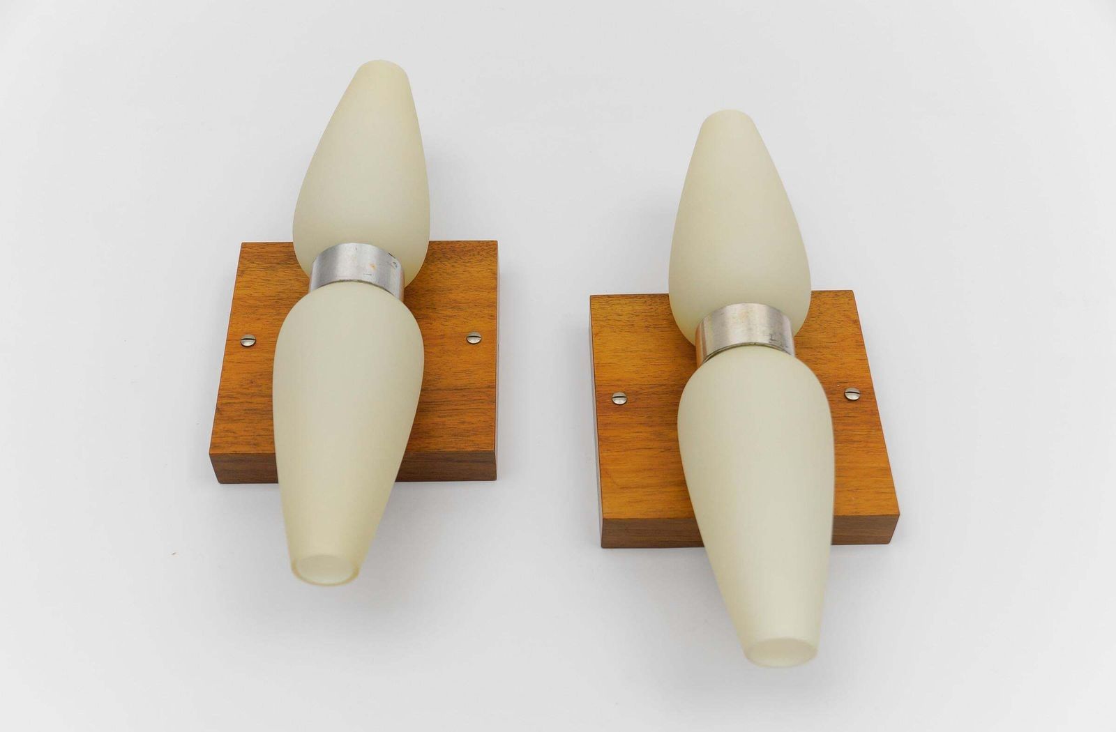 Pair Of Wood And Opaline Glass Wall Lamps By Temde, Switzerland, 1960s photo 1062.0