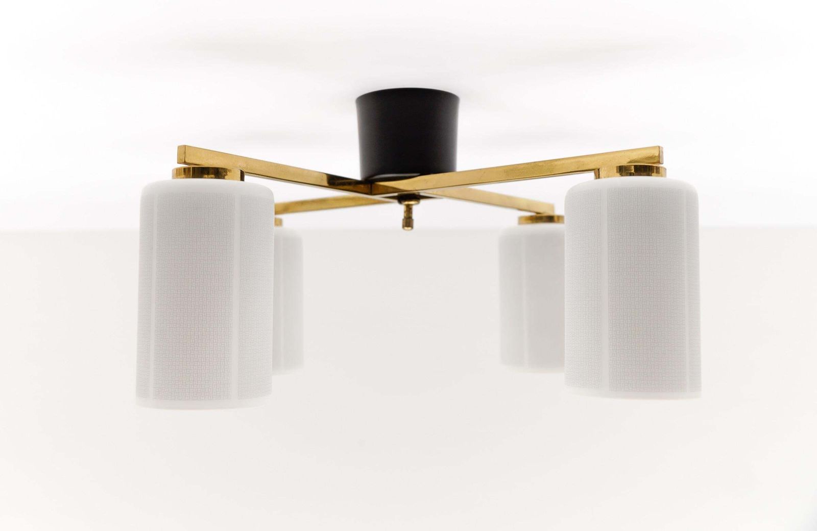 Mid Century Modern 4 Armed Brass And Glass Lamp, 1950s Italy photo furniture