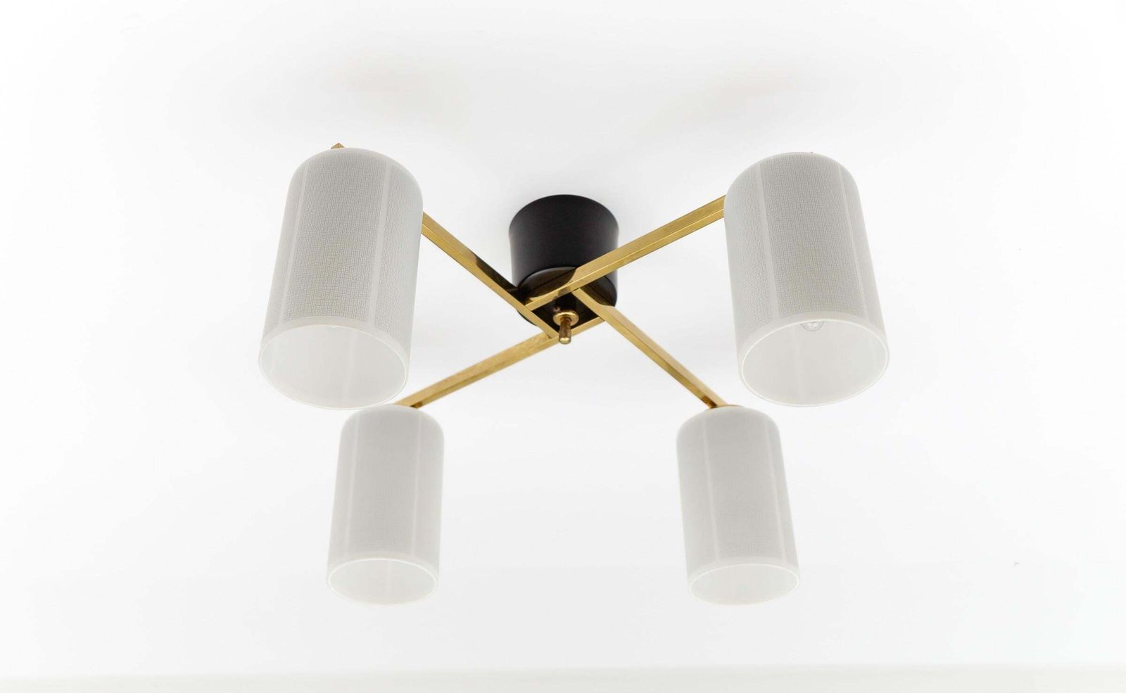 Mid Century Modern 4 Armed Brass And Glass Lamp, 1950s Italy photo buy