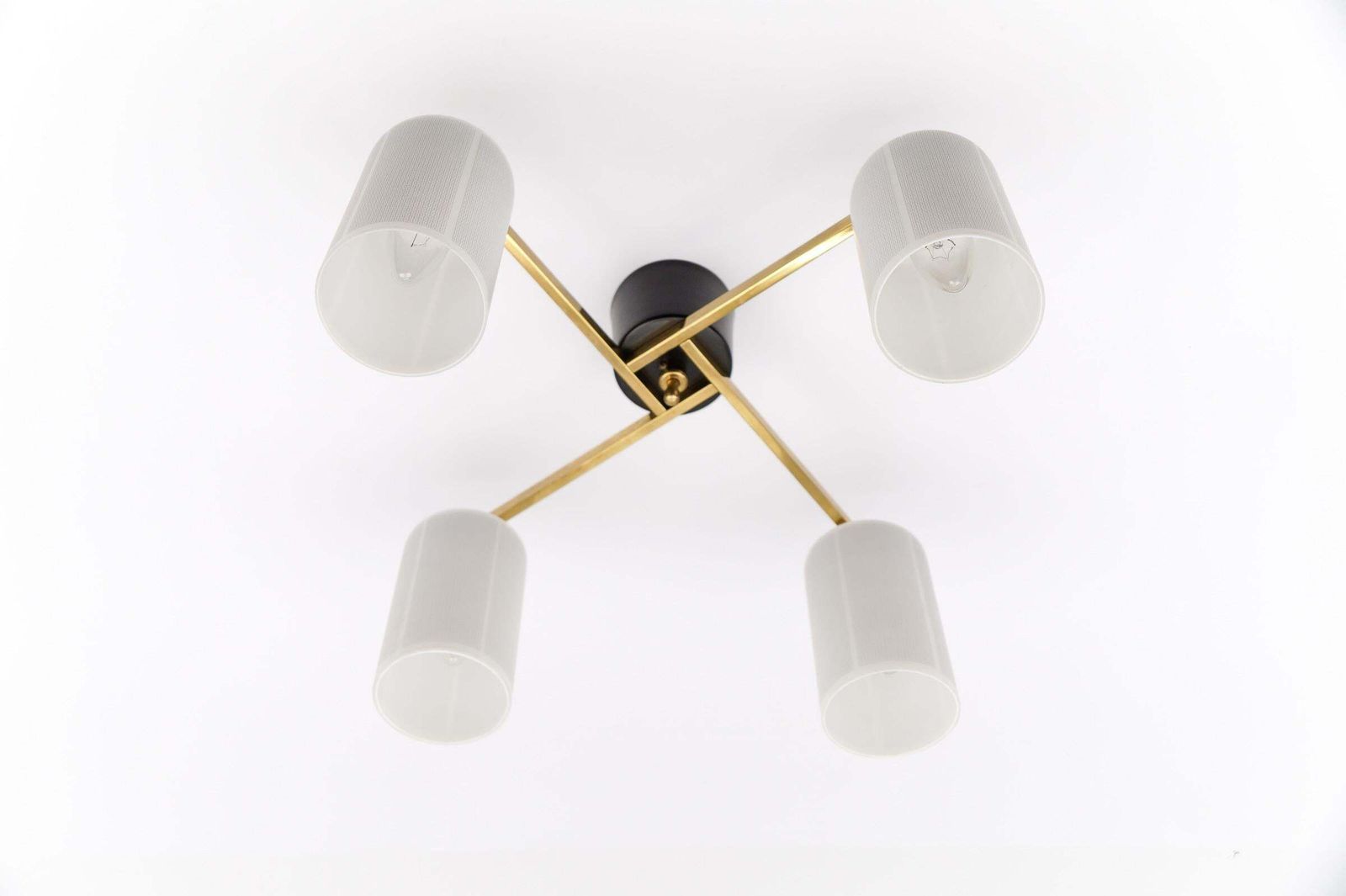 photo furniture Mid Century Modern 4 Armed Brass And Glass Lamp, 1950s Italy