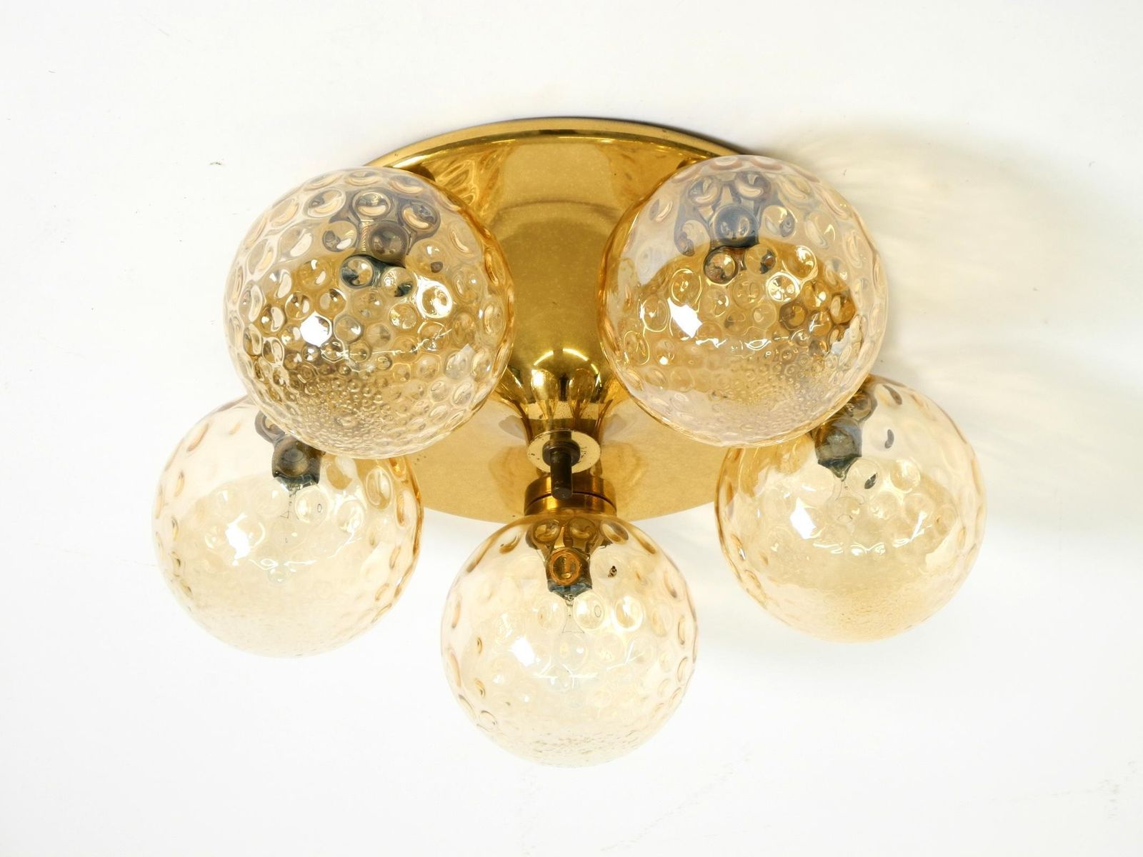 Beautiful 1960s Space Age Brass Ceiling Lamp With 5 Glass Balls