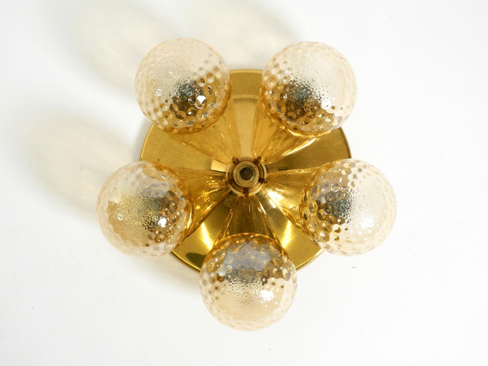 Beautiful 1960s Space Age Brass Ceiling Lamp With 5 Glass Balls photo vinterior