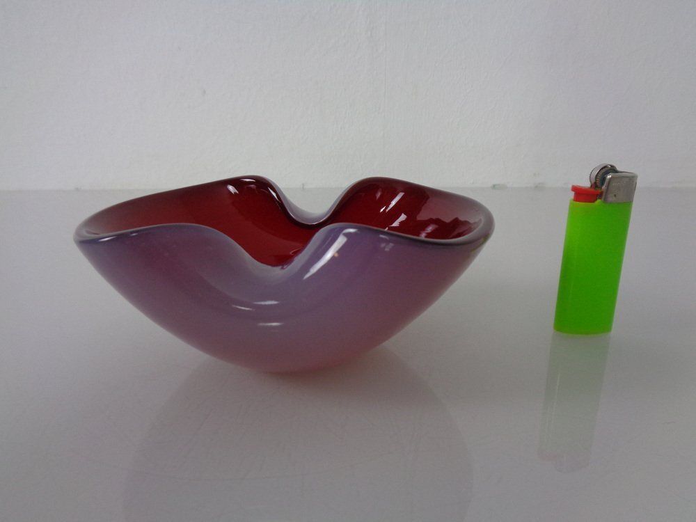 Red And Lilac Sommerso Murano Glass Bowl Or Ashtray, Italy, 1960s photo furniture
