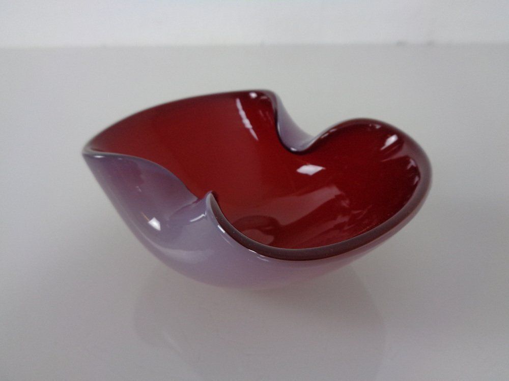 Red And Lilac Sommerso Murano Glass Bowl Or Ashtray, Italy, 1960s photo for sale