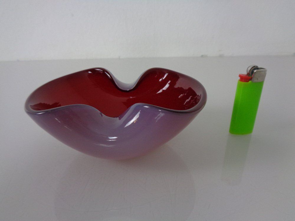 Red And Lilac Sommerso Murano Glass Bowl Or Ashtray, Italy, 1960s photo Home Decor