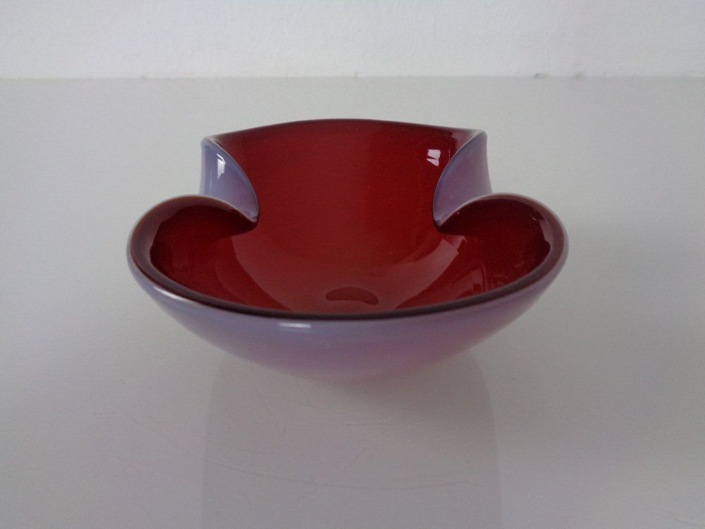 Red And Lilac Sommerso Murano Glass Bowl Or Ashtray, Italy, 1960s photo buy