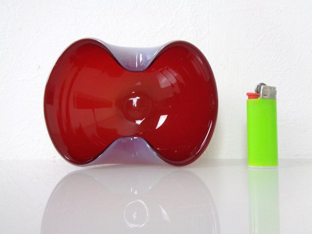 Home Decor Red And Lilac Sommerso Murano Glass Bowl Or Ashtray, Italy, 1960s photo