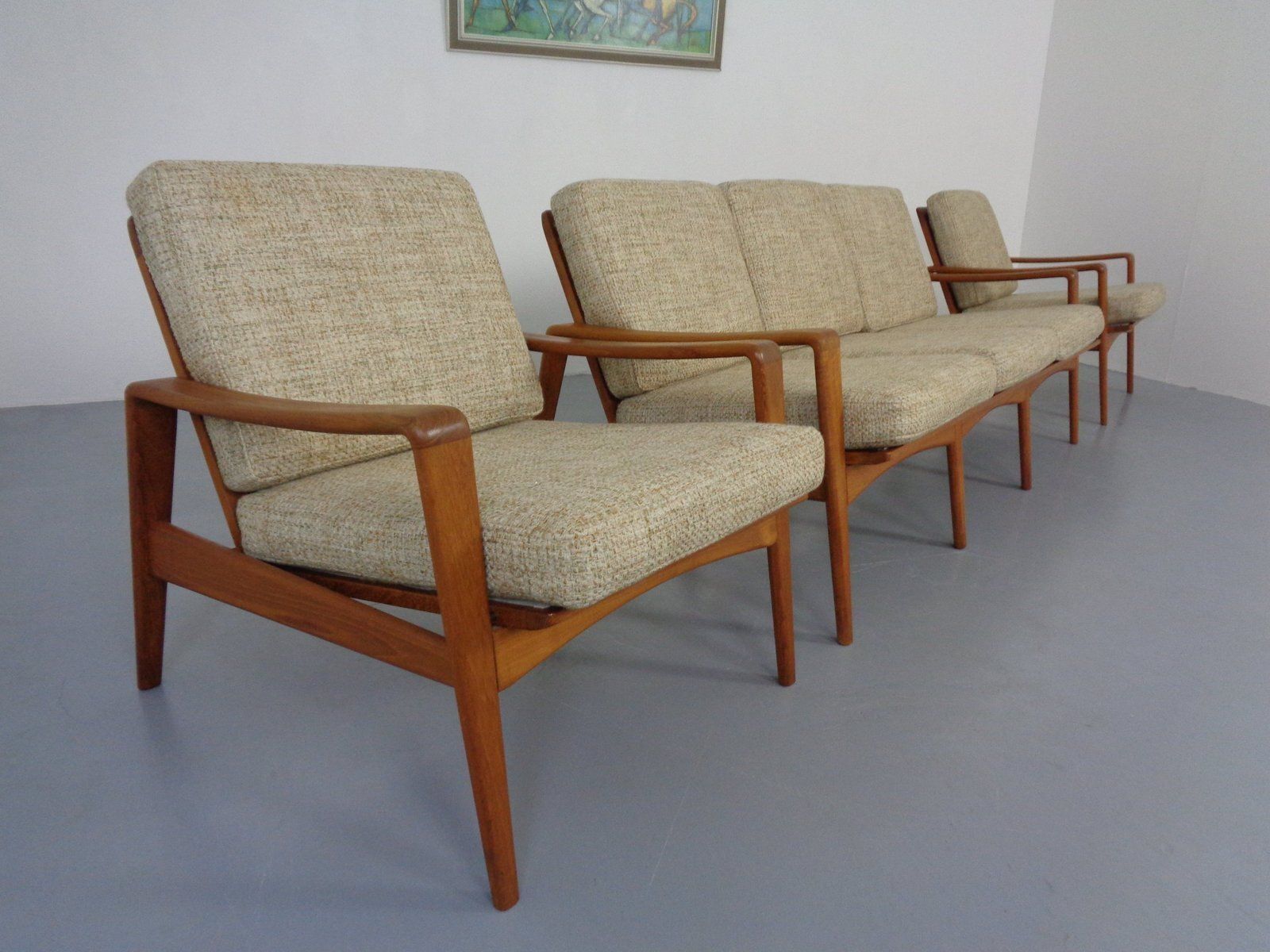 Danish Modern Living Room Set By Arne Wahl Iversen For Komfort, 1960s, Set Of 3 photo furniture