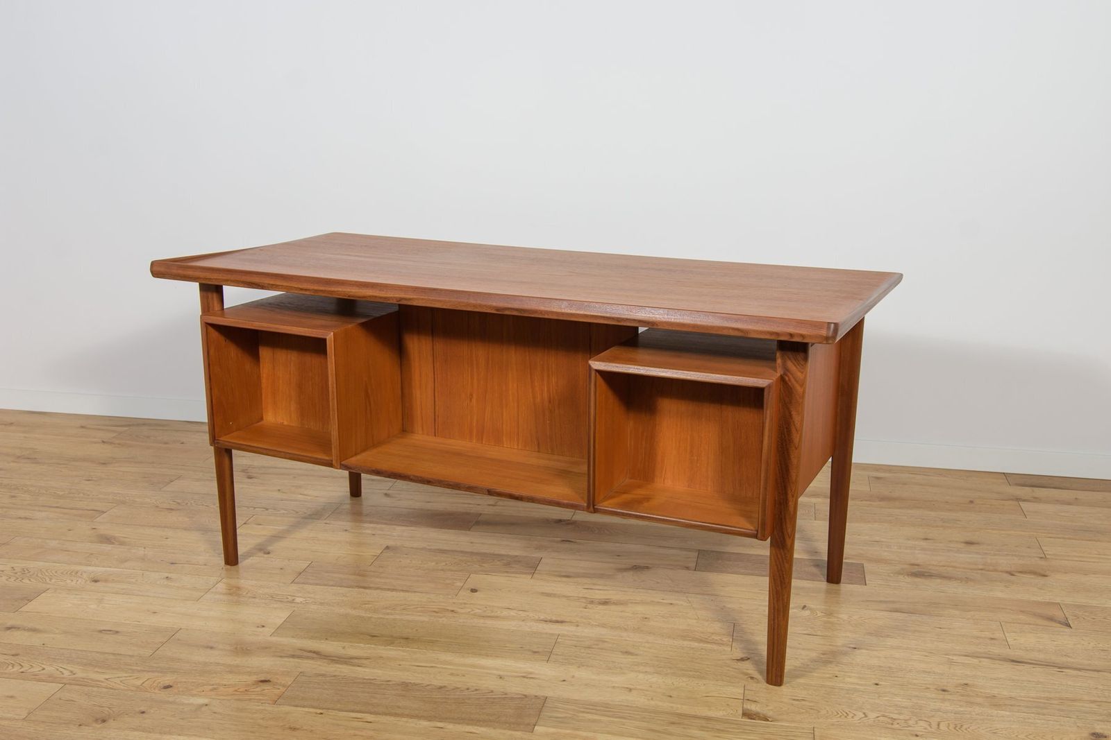 3229.0 Mid Century Freestanding Teak Desk By Peter Løvig Nielsen For Loviq, 1960s photo