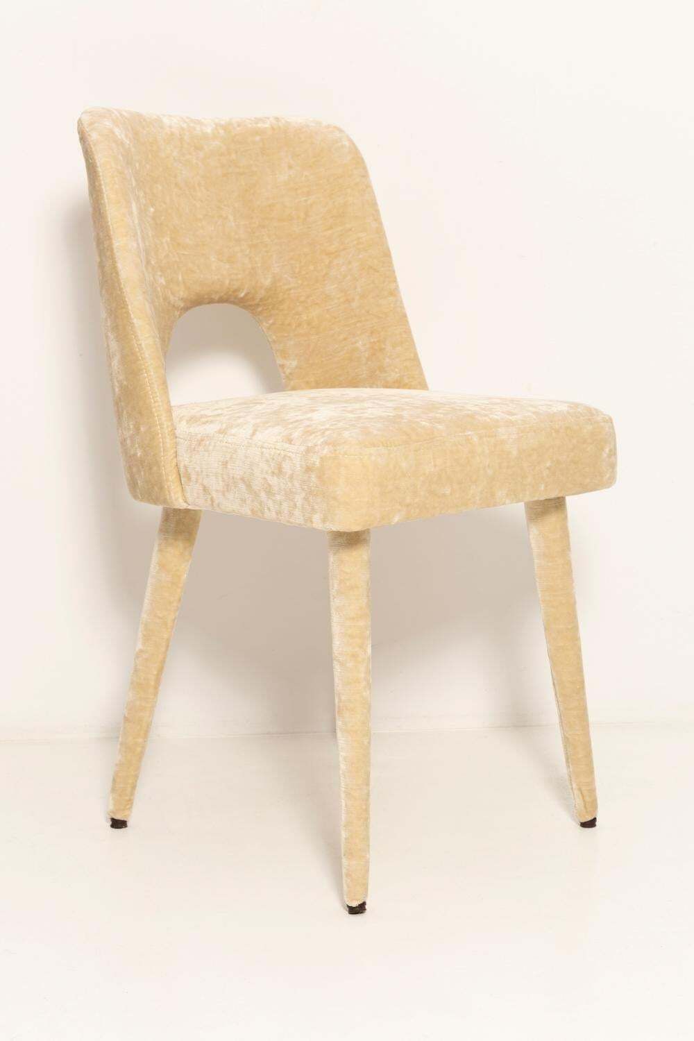 Mid Century Shell Chair In Beige Velvet Capri II By Pierre Frey, 1960s photo buy