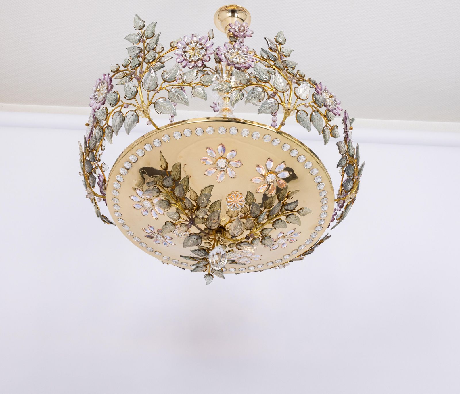 photo furniture Large Gorgeous Chandeier Gilt Faceted Crystal Glass Bagues, Palwa, 1970s